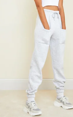 Ash Grey Thigh Pocket Casual Cuffed Sweatpants
