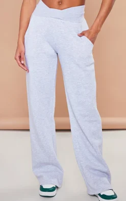 Ash Grey V Waistband Wide Leg Sweatpants