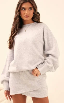 Ash Grey Wrap Sweat Mini Skirt