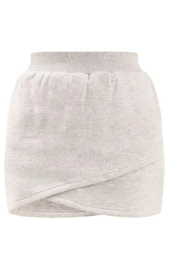 Ash Grey Wrap Sweat Mini Skirt
