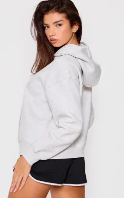 Ash Grey Yoga Girl Print Oversized Hoodie