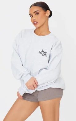 Ash Grey Yoga Oversized Long Sleeve Sweatshirt