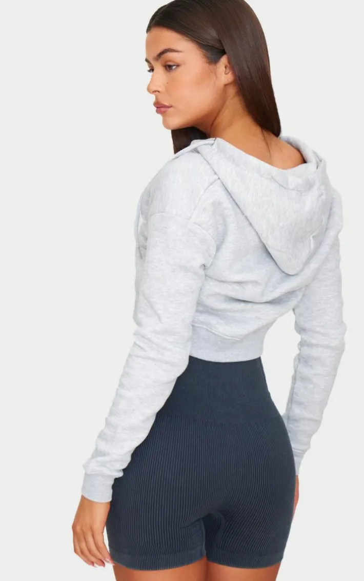 Ash Grey Zip Crop Hoodie