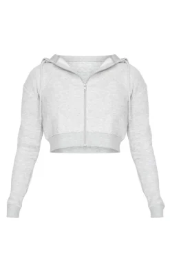Ash Grey Zip Crop Hoodie
