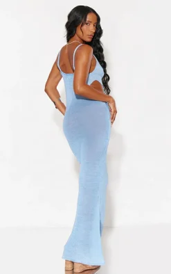 Baby Blue Crochet Cut Out Maxi Beach Dress