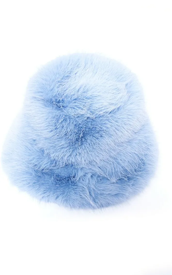 Baby Blue Faux Fur Fluffy Bucket Hat