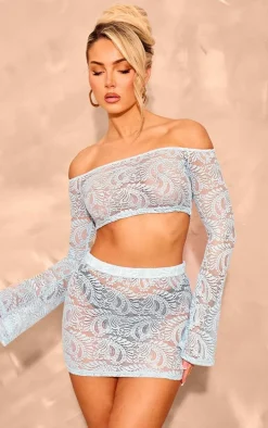 Baby Blue Lace Micro Mini Skirt