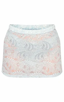 Baby Blue Lace Micro Mini Skirt
