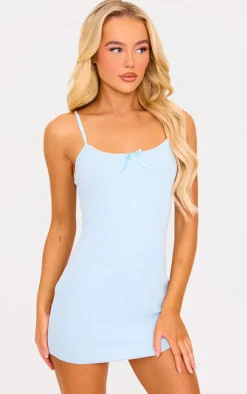 Baby Blue Pointelle Lace Trim Cami Nightie