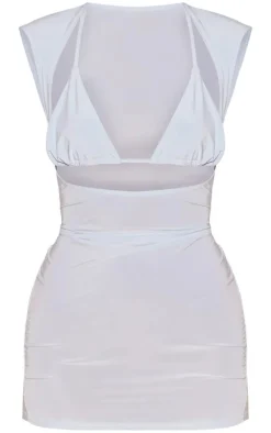 Baby Blue Slinky Cut Out Bralet Detail Bodycon Dress