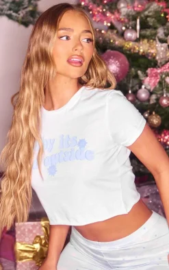 Baby Blue Snowflakes Printed Pajama Set