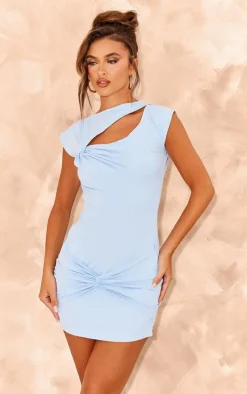 Baby Blue Soft Touch Cut Out Mini Dress