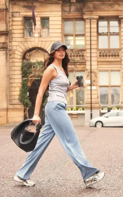 Baby Blue Tailored Woven One Shoulder Waist Coat