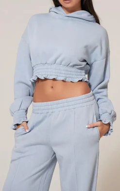 Baby Blue Waistband Wide Leg Sweatpants