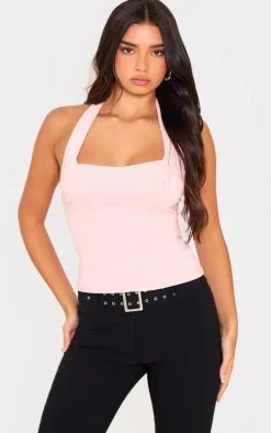 Baby Pink Bengaline Square Neck Top