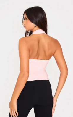 Baby Pink Bengaline Square Neck Top