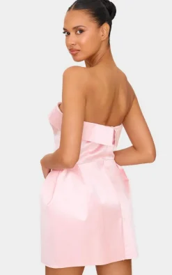 Baby Pink Boned Bandeau Shift Dress