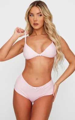 Baby Pink Bow Detail Triangle Bra