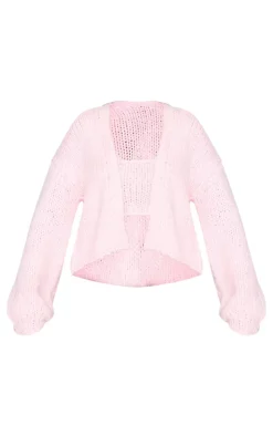 Baby Pink Chunky Knit Cami Top And Cardigan Set