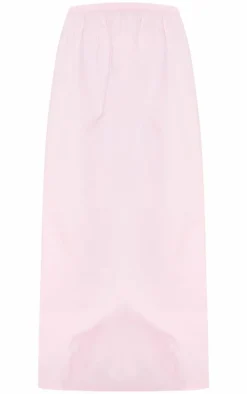Baby Pink Cotton Poplin Elasticated Waist Maxi Skirt