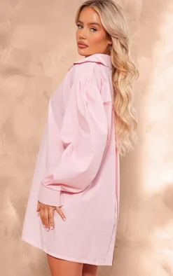 Baby Pink Cotton Poplin Oversized Shirt Dress