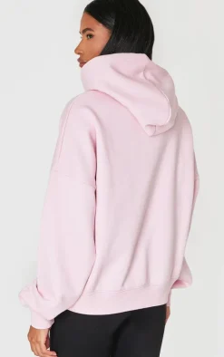 Baby Pink Embroidered Italia Print Hoodie