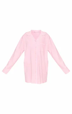 Baby Pink Jersey Piping Detail Long Sleeve Nightdress