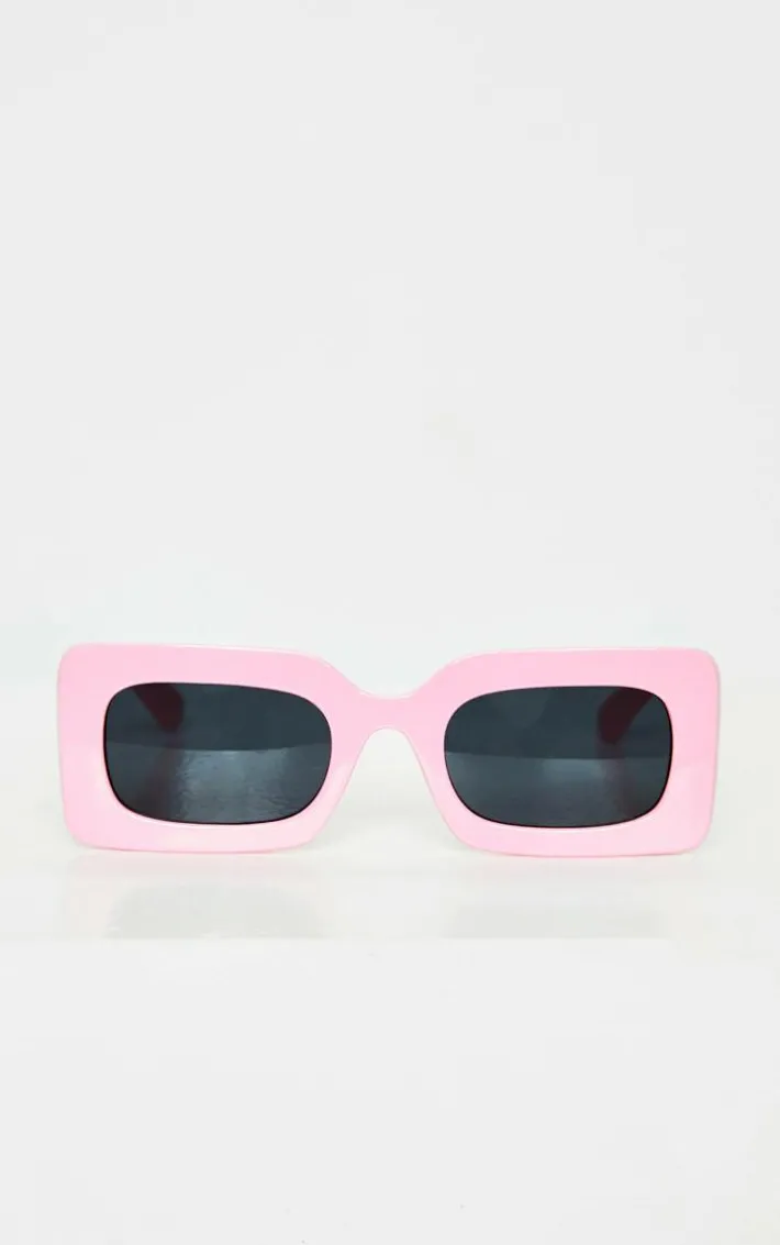 Baby Pink Lens Chunky Square Frame Sunglasses