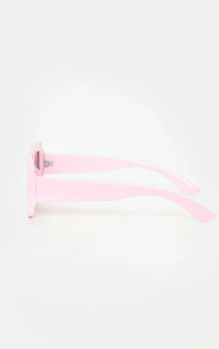 Baby Pink Lens Chunky Square Frame Sunglasses