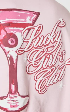 Baby Pink Lucky Girls Club Zip Through Hoodie