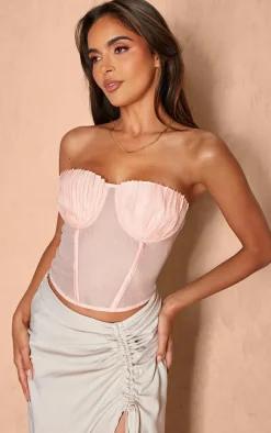 Baby Pink Organza Pleated Bust Corset