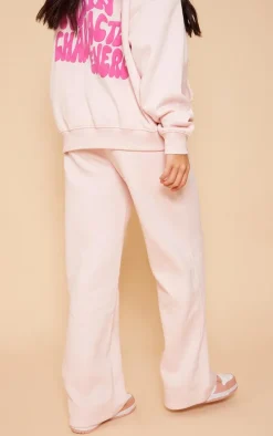 Baby Pink Oversized Main Character Energy Puff Print Wide Leg Sweatpants