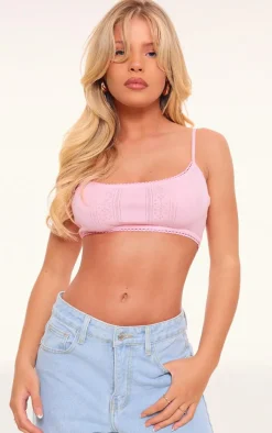 Baby Pink Pointelle Bralet Top