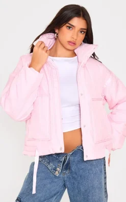 Baby Pink Quilted Padded Longline Jacket