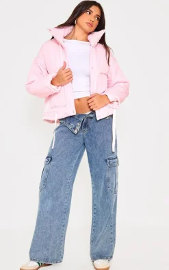 Baby Pink Quilted Padded Longline Jacket