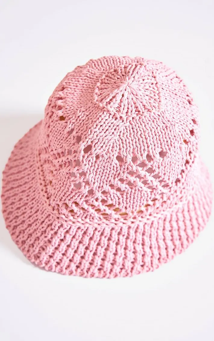Baby Pink Raffia Cut Out Bucket Hat