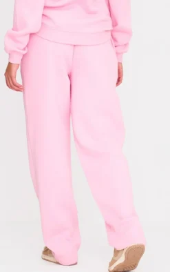 Baby Pink Seam Detail Wide Leg Sweatpants