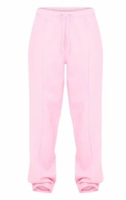 Baby Pink Seam Detail Wide Leg Sweatpants