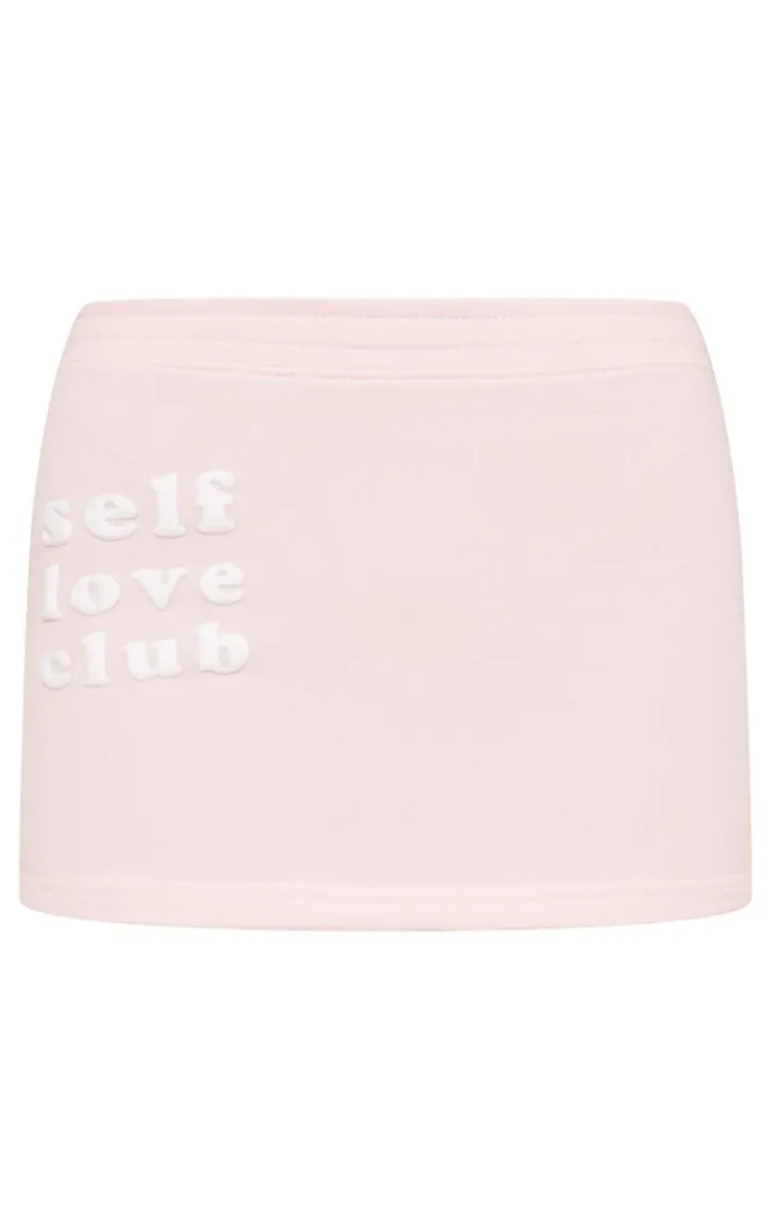 Baby Pink Self Love Club Graphic Sweat Skirt