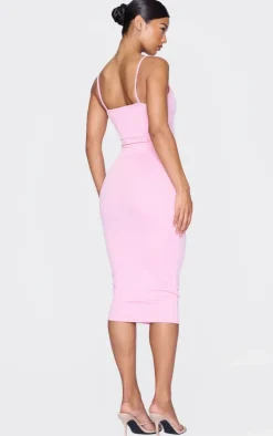Baby Pink Strappy Midi Dress