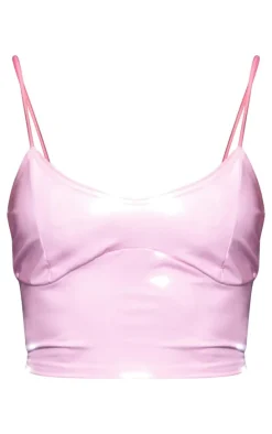 Baby Pink Strappy PU Top