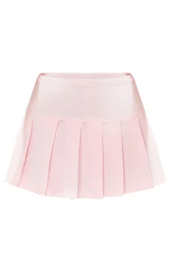 Baby Pink Stretch Woven Skater Skirt