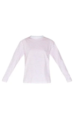 Baby Pink Stripey Oversized T Shirt