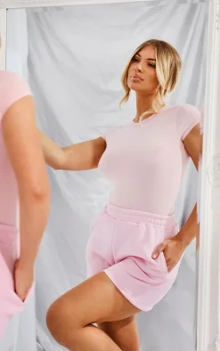 Baby Pink Sweat Pocket Runner Shorts