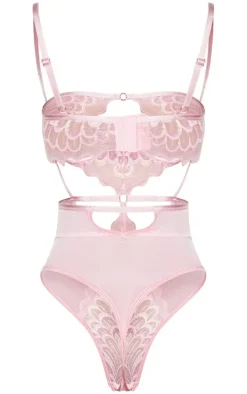 Baby Pink Underwired Cut Out Lace Body
