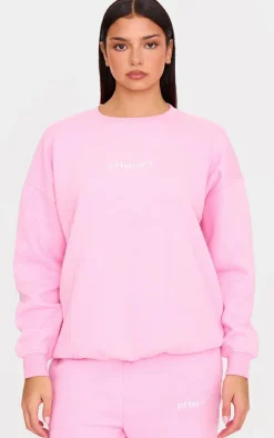 Ballet Pink Embroidered Oversized Sweatshirt