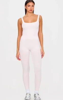 Ballet Pink Seamless Cross Back Long Gym Unitard