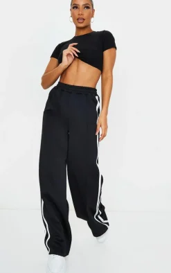 Basic Black & White Cotton Blend Roll Sleeve Crop T Shirt 2 Pack