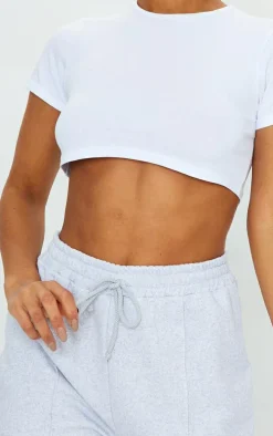 Basic Black & White Cotton Blend Roll Sleeve Crop T Shirt 2 Pack