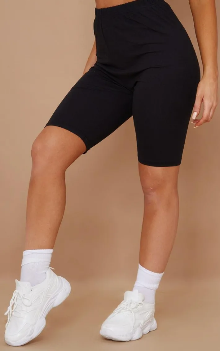 Basic Black Cotton Blend 2 Pack Bike Shorts